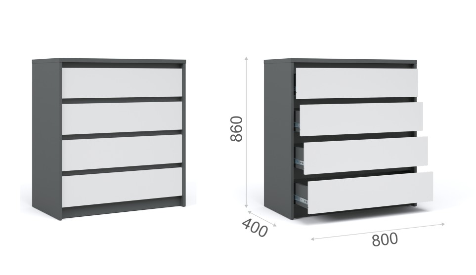 Комод "Мишель" 4 ящика Антрацит