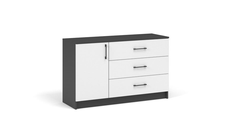 Комод 1 дверь 3 ящика "Чикаго" Белый / Антрацит