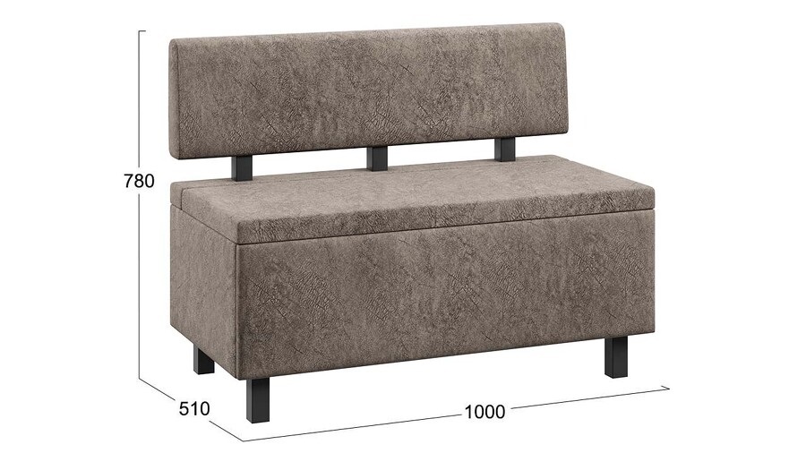 Скамья прямая «Брайтон» (1000 мм) Венге Цаво, Wellmart Latte