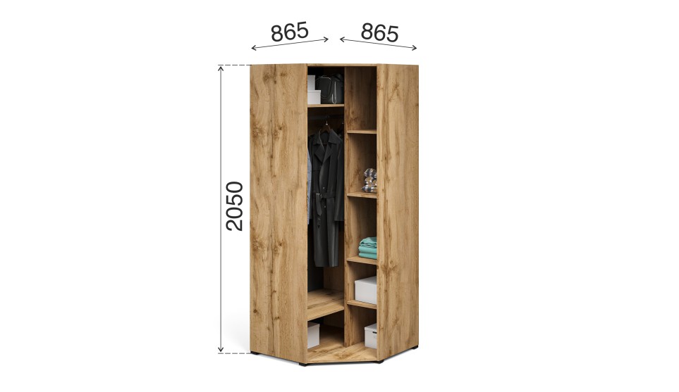 Угловой шкаф "Лацио" Графит / Дуб вотан