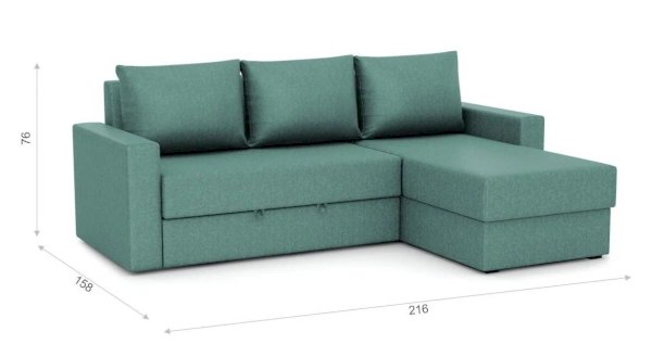 Диван угловой "Лео" Зеленый