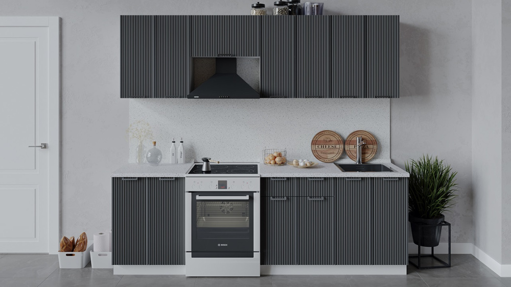 Кухонный гарнитур «Кимберли» длиной 240 см Белый, Титан