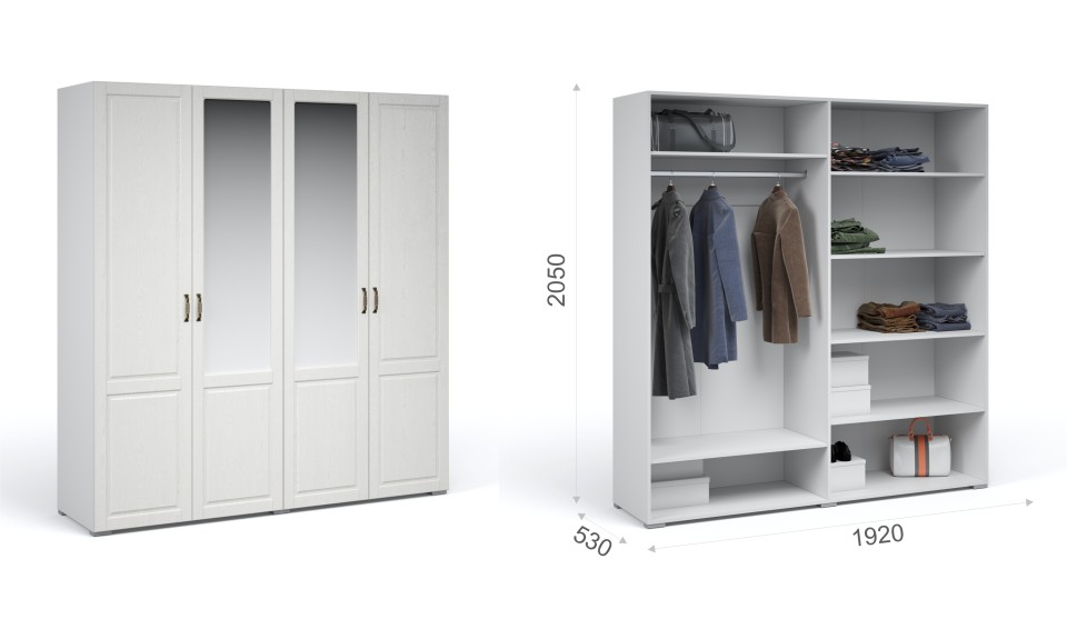 Шкаф 4-х дверный с зеркалом "Лацио"