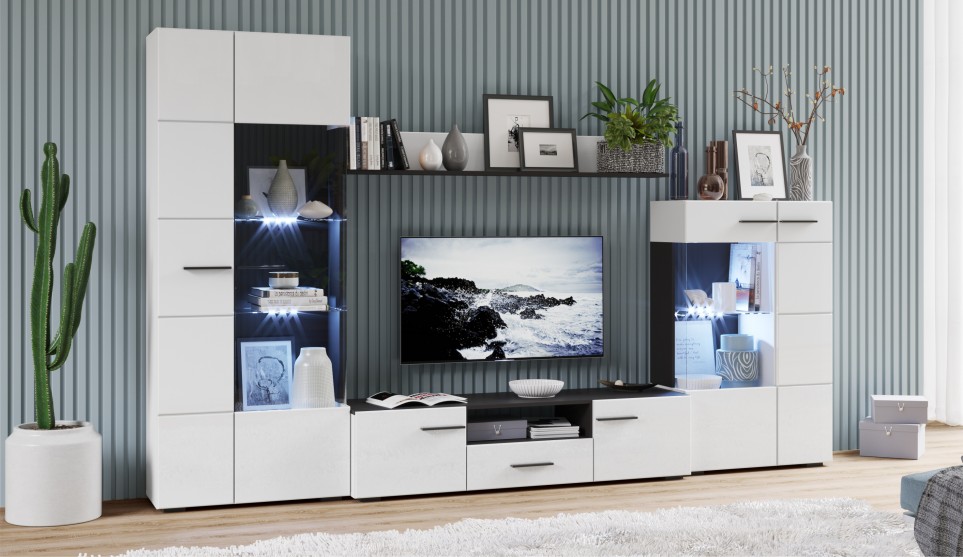 Стенка "Невада" Морское дерево/белый глянец