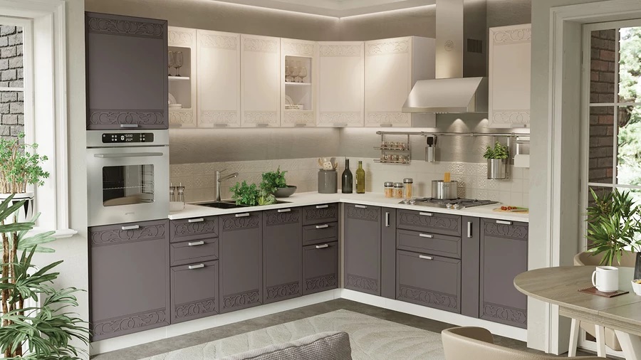 Кухонный гарнитур «Долорес» №2 Белый, Крем, Муссон