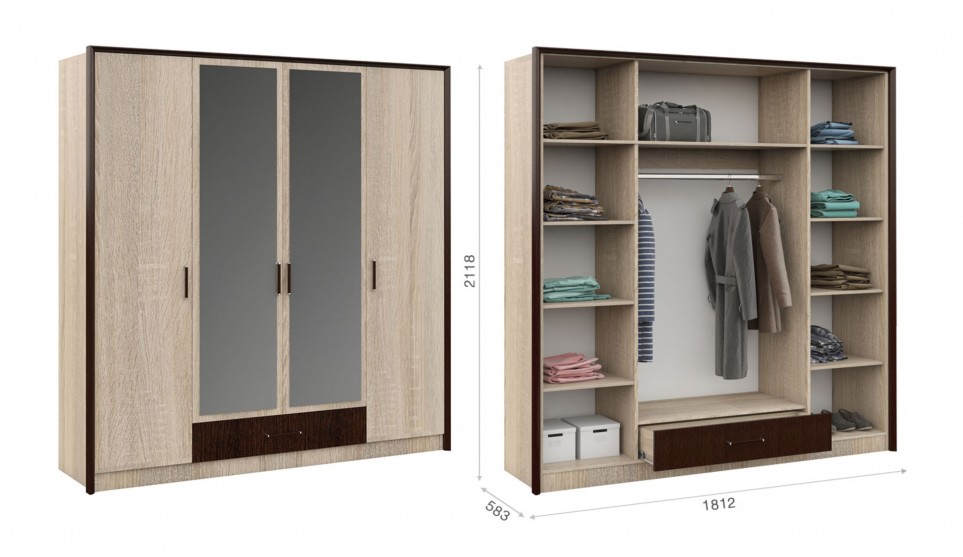 Шкаф 4-х дверный "Эшли"