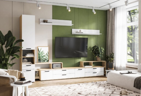 Гостиная "Санса" Белый/Дуб сонома