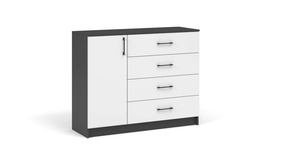 Комод 1 дверь 4 ящика "Чикаго" Белый / Антрацит