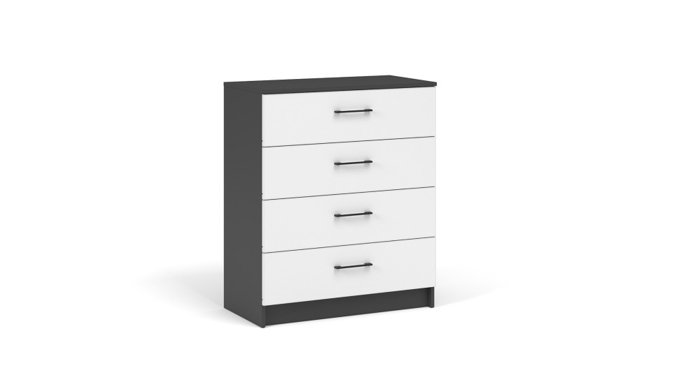 Комод 4 ящика "Чикаго" Белый / Антрацит