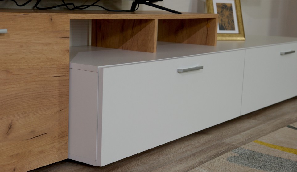 Стенка "Невио-1" Дуб крафт золотой/белый