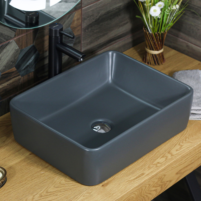 Раковина накладная MELANA MLN-320324MDG матовая темно-серая 485Х370Х130