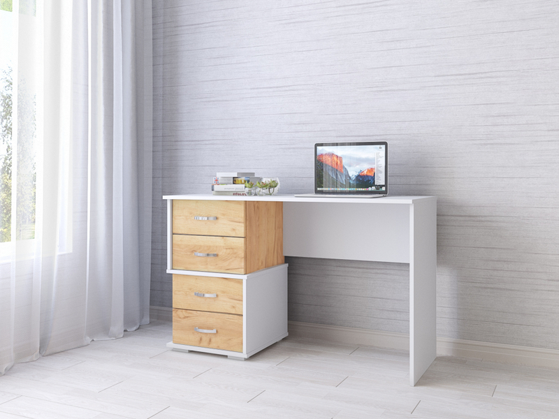 Стол письменный Сити-2 Дуб крафт золотой/Белый