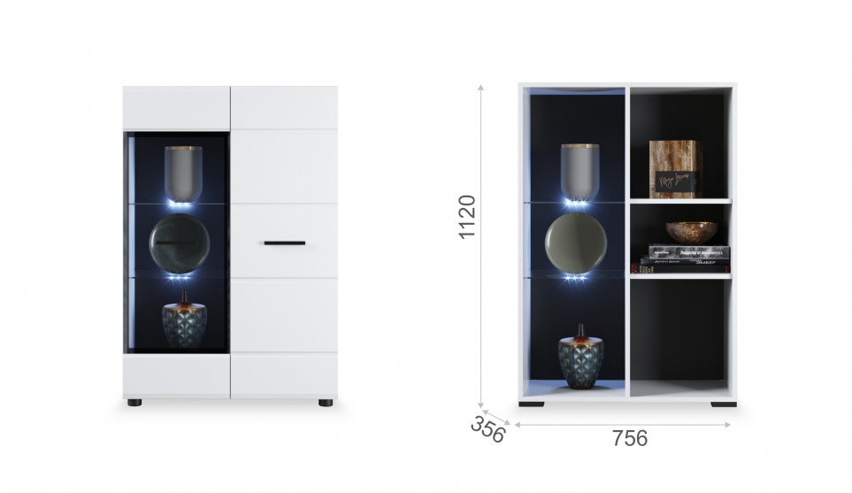 Комод "Йорк" 1 дверь 1 витрина