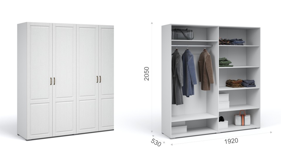 Шкаф 4-х дверный без зеркала "Лацио"