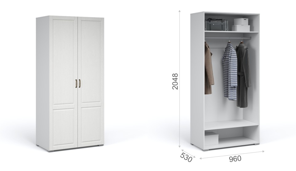 Шкаф 2-х дверный "Лацио" Белый Шкаф 2-х дверный "Лацио" Белый