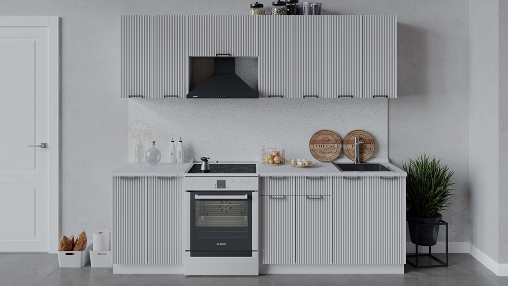 Кухонный гарнитур «Кимберли» длиной 240 см Белый, Сноу